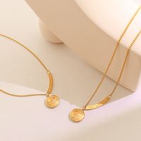 Fashion Cute Fashion Smiling Face Pendant Necklace Female Titanium Steel Gold-plated main image 1