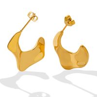 Titanium Steel Gold-plated Irregular Shaped Earrings main image 2