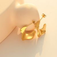 Titanium Steel Gold-plated Irregular Shaped Earrings main image 4