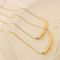 Fashion Pattern Hollow Long Clavicle Necklace Titanium Steel Gold-plated Square Snake Chain Jewelry main image 1