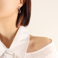 Moda Simple Titanio Acero Chapado En Oro Pendientes Mujer sku image 7