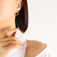 Fashion Simple Titanium Steel Gold-plated Earrings Female sku image 10