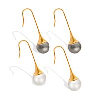 Fashion Titanium Steel Gold Plated Ear Clip Imitation Pearl main image 4