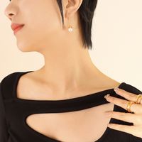 Fashion Titanium Steel Gold Plated Ear Clip Imitation Pearl sku image 3