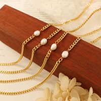 Fashion Handmade Chain Freshwater Pearl Clavicle Titanium Steel 18k Gold Plating Necklace Accessories main image 2
