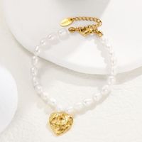 Stainless Steel Pearl Baroque Style Retro Love Spring Rope Bracelet main image 1