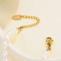 Stainless Steel Pearl Baroque Style Retro Love Spring Rope Bracelet main image 4