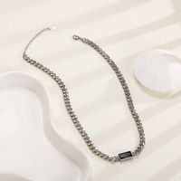 Elegant Black Rectangular Zircon Titanium Steel Clavicle Chain Necklace main image 2