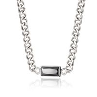 Elegant Black Rectangular Zircon Titanium Steel Clavicle Chain Necklace sku image 1
