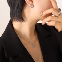Conjunto De Pendientes Y Collar De Acero De Titanio Con Colgante De Ópalo Turquesa A La Moda sku image 4