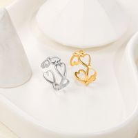 Fashion 14k Real Gold Female Non-fading Open-end Adjustable Titanium Steel Ring main image 1