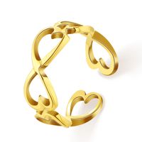Fashion 14k Real Gold Female Non-fading Open-end Adjustable Titanium Steel Ring main image 4