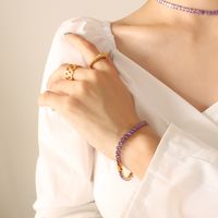 Fashion Simple Colorful Zircon Titanium Steel Necklace Bracelet sku image 7
