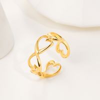 Fashion 14k Real Gold Female Non-fading Open-end Adjustable Titanium Steel Ring sku image 2