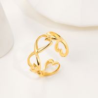 Fashion 14k Real Gold Female Non-fading Open-end Adjustable Titanium Steel Ring main image 2