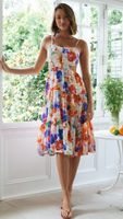 Tiered Skirt Pastoral Commute Printing Printing Midi Dress main image 5