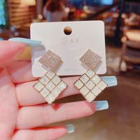 Korean Style Zircon Fashion Geometric Tassel Pendant Earring Copper Ear Jewelry sku image 33