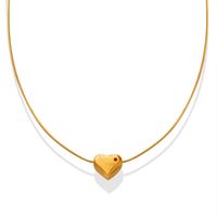 Mode Simple En Forme De Coeur Pendentif 18k Or Placage Titane Acier Collier main image 3