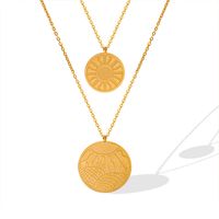 Fashion Double-layer Geometric Line Pendant Female 18k Gold Titanium Steel Necklace main image 2
