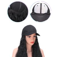 Fashion Long Wave Baseball Cap Natural Black Adjustable Synthetic Hat Wig main image 5