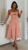 2022 New Spring And Summer Women's Single Color Plaid Sling Backless Dress main image 5