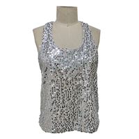 Women's Sexy Round Neck Loose Sequins Double-layer Sleeveless Top main image 2