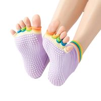 Casual Contrast Color Striped Women's Open Toe Yoga Socks main image 5