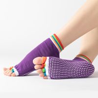Casual Contrast Color Striped Women's Open Toe Yoga Socks sku image 1