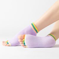 Casual Contrast Color Striped Women's Open Toe Yoga Socks sku image 7