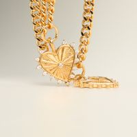 Hip Hop Punk Chain Heart Pendant Inlaid Zircon Chunky Chain Necklace main image 5