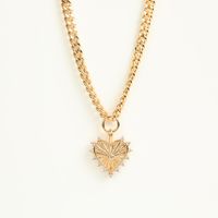Hip Hop Punk Chain Heart Pendant Inlaid Zircon Chunky Chain Necklace sku image 1