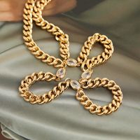 Classic Vintage Satellite Chain Zircon Inlaid Copper Choker Necklace sku image 1