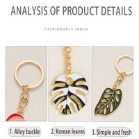 Alloy Hollow Leaves Keychain Pendant Nordic Green Bag Accessories For Women main image 4