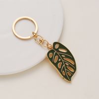Alloy Hollow Leaves Keychain Pendant Nordic Green Bag Accessories For Women sku image 3
