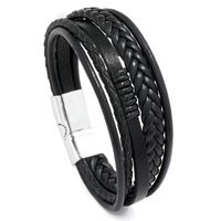 Retro Hand-woven Men's Leather Simple Multilayer Alloy Magnet Buckle Leather Bracelet Nihaojewelry sku image 2