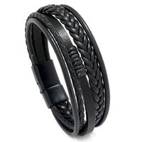Retro Hand-woven Men's Leather Simple Multilayer Alloy Magnet Buckle Leather Bracelet Nihaojewelry sku image 4