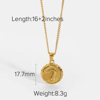 Embossed Effect Pendant 18k Gold Plated Stainless Steel Necklace sku image 3