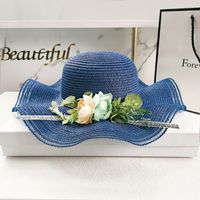 New Simple Korean Big Flower Shade Flower Straw Hat Summer Thin Section Breathable Sun Hat Outdoor Hat sku image 14