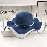 New Simple Korean Big Flower Shade Flower Straw Hat Summer Thin Section Breathable Sun Hat Outdoor Hat sku image 10