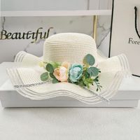 New Simple Korean Big Flower Shade Flower Straw Hat Summer Thin Section Breathable Sun Hat Outdoor Hat sku image 13