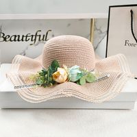 New Simple Korean Big Flower Shade Flower Straw Hat Summer Thin Section Breathable Sun Hat Outdoor Hat sku image 15