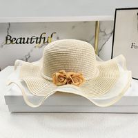 New Simple Korean Big Flower Shade Flower Straw Hat Summer Thin Section Breathable Sun Hat Outdoor Hat sku image 7