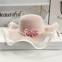 New Simple Korean Big Flower Shade Flower Straw Hat Summer Thin Section Breathable Sun Hat Outdoor Hat sku image 9