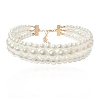 Fashion Bohemian Style Pearl Beaded Multi-layer Short Necklace Ornament sku image 1