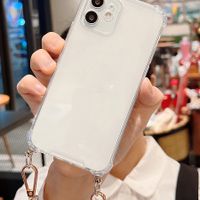 Iphone 12pro Max Transparent Four-corner Fall Protection Retractable Lanyard Strap Phone Case main image 5