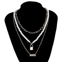 Mode Ornement Multi-couche Mixte Cadenas Lettre Gland Collier main image 5