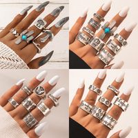 Hip Hop Letter Mushroom Cactus Heart-shaped Ring Five-piece Set main image 1