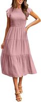 Sexy Commute Round Neck Pleated Short Sleeve Solid Color Maxi Long Dress main image 5