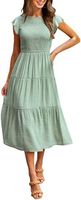 Sexy Commute Round Neck Pleated Short Sleeve Solid Color Maxi Long Dress main image 4