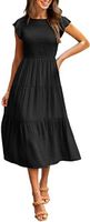 Sexy Commute Round Neck Pleated Short Sleeve Solid Color Maxi Long Dress main image 2